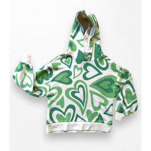 NWT Zara Green Hearts Hooded Sweatshirt, Size 9 - Picture 8 of 8